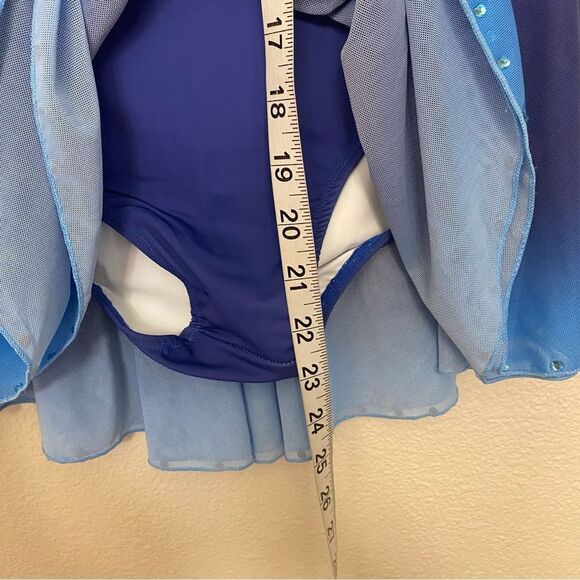 Custom solo dance ice skating ballet costume blue ombre rhinestoned dress LC - Picture 13 of 15
